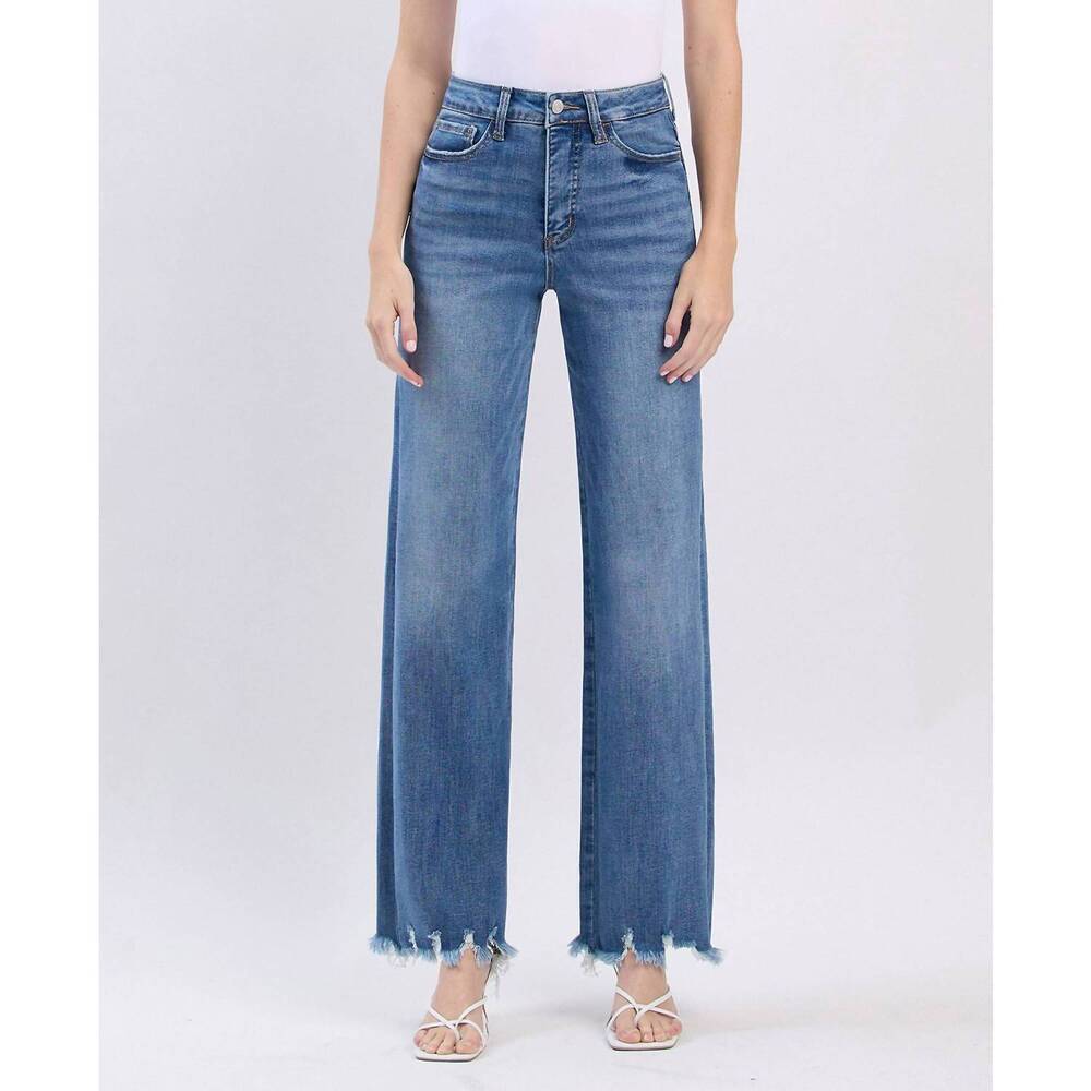 NEW LOVERVET alessia tummy control 90's high rise loose jeans in medium denim